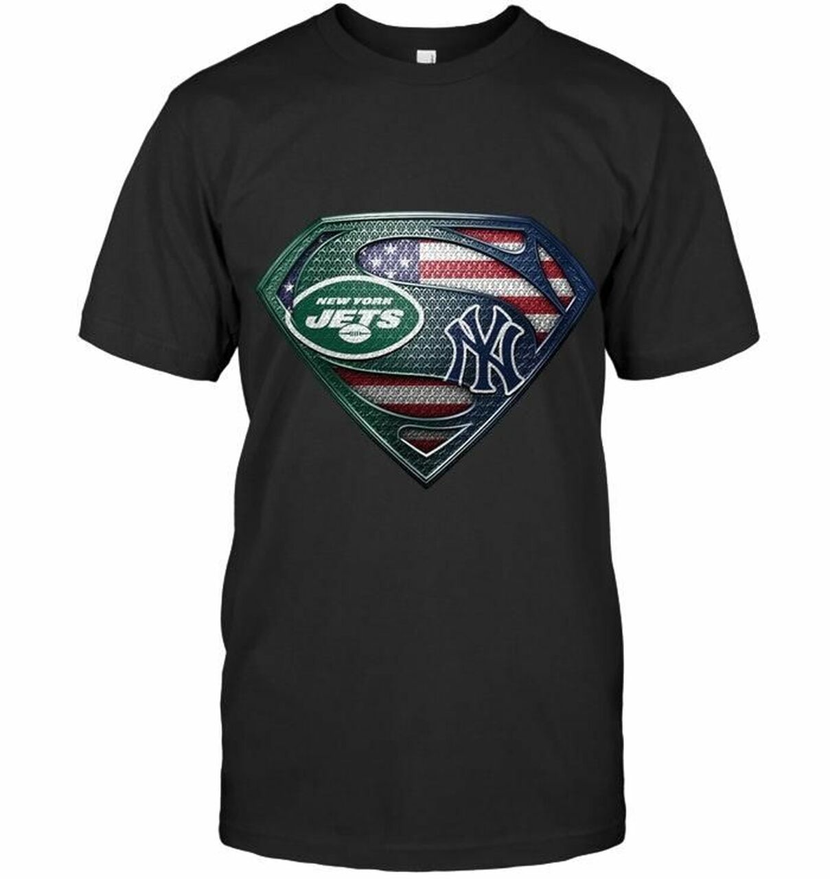 New York Jets And New York Yankees Superman American Flag Layer Tshirt ...