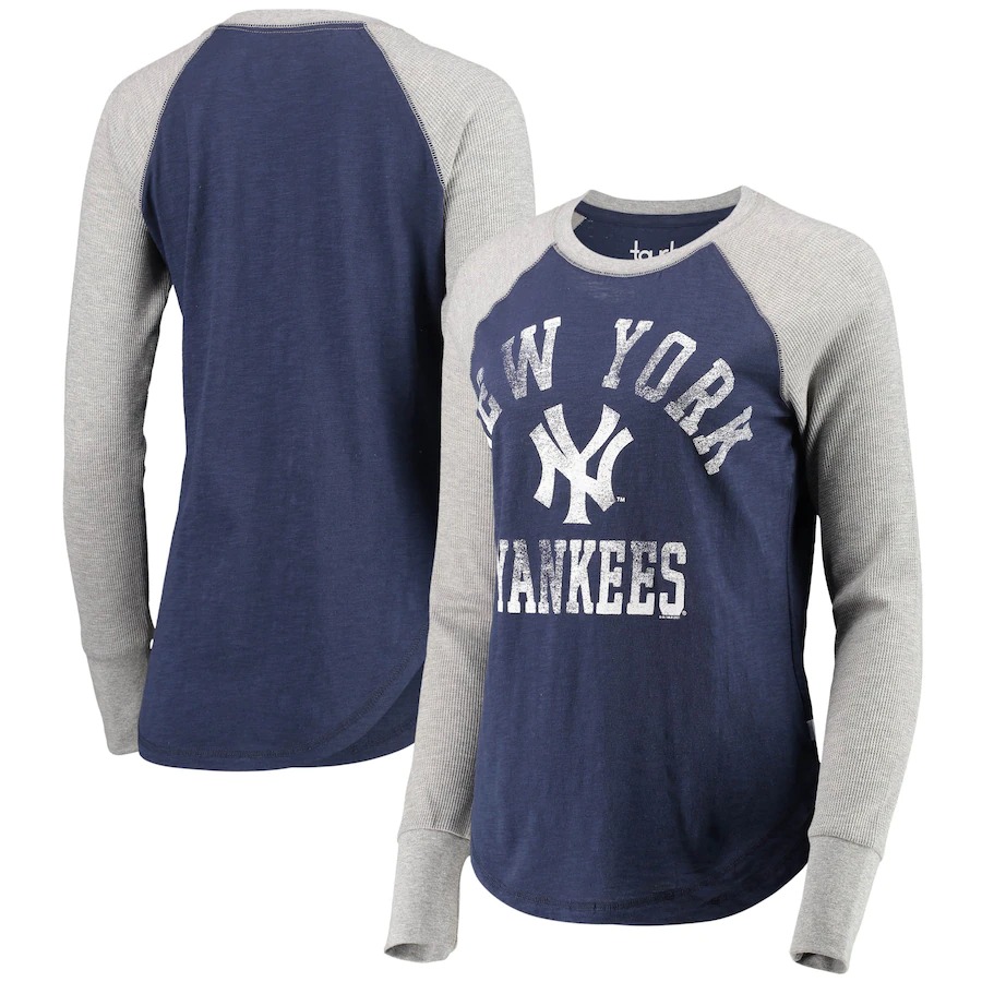 New York Yankees Touch Women's Waffle Raglan Long Sleeve T-Shirt - Navy ...