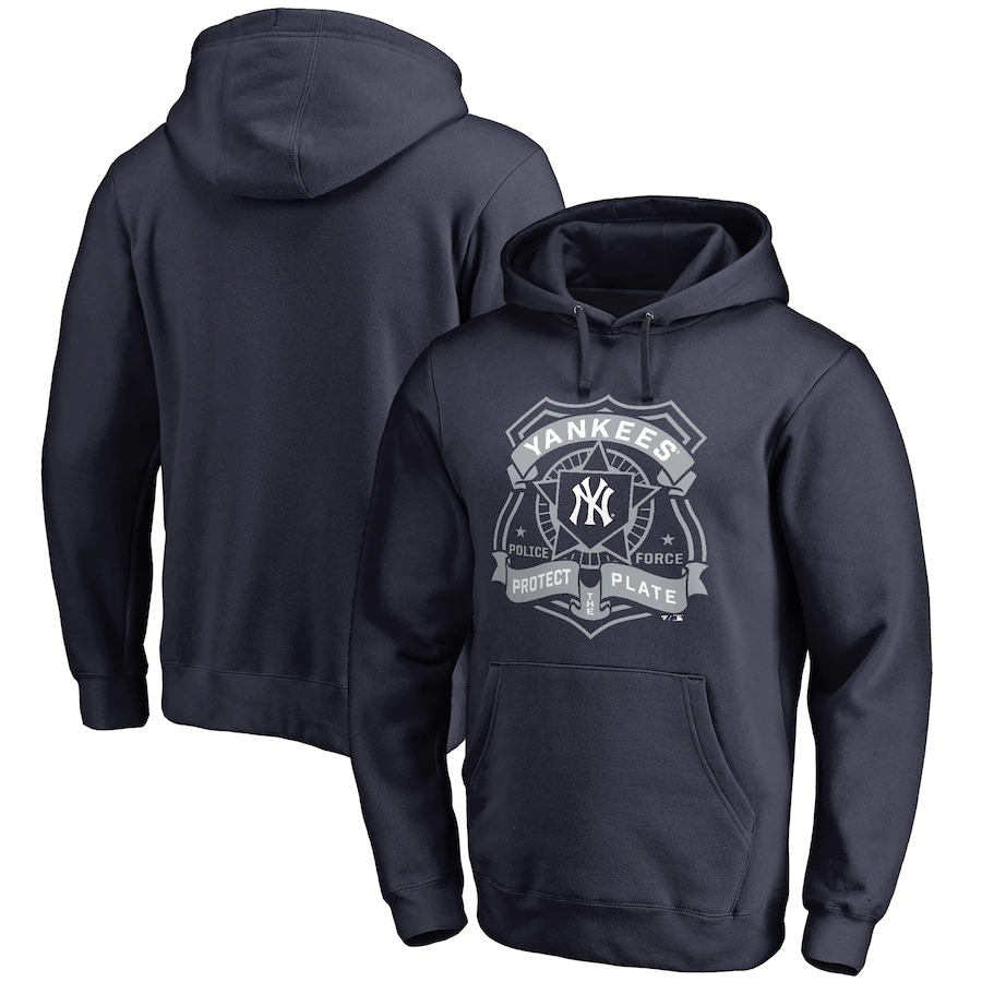 New York Yankees Police Badge Pullover Hoodie - Navy - Yankeesfanhome.com