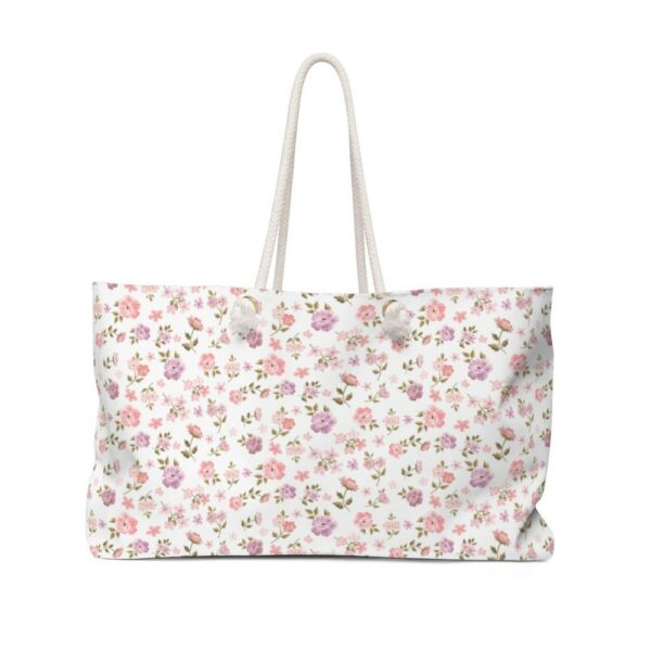 Preppy Ditsy Floral Soft White Pink Lavender Boat Rope Tote Handle Bag Pool Beach Boat WeekenderMade in USA