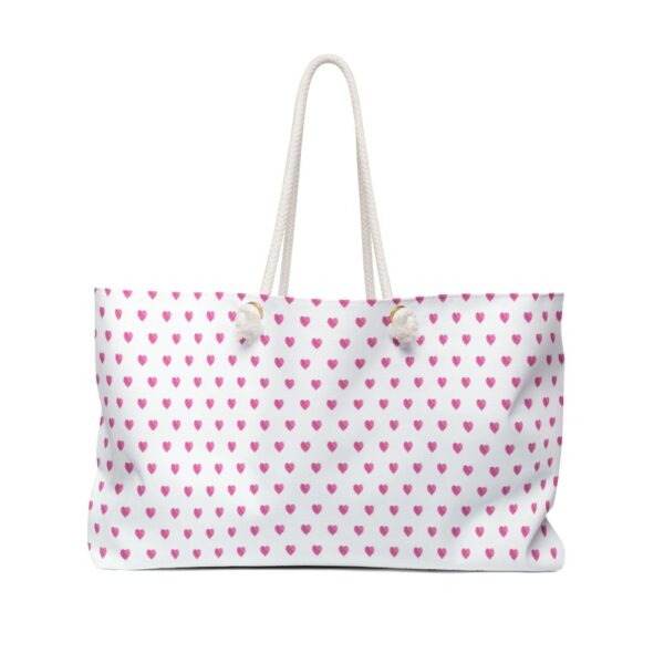 Preppy Watercolor Hearts Rope Pink Handle Tote Pool Beach Boat Weekender Bag