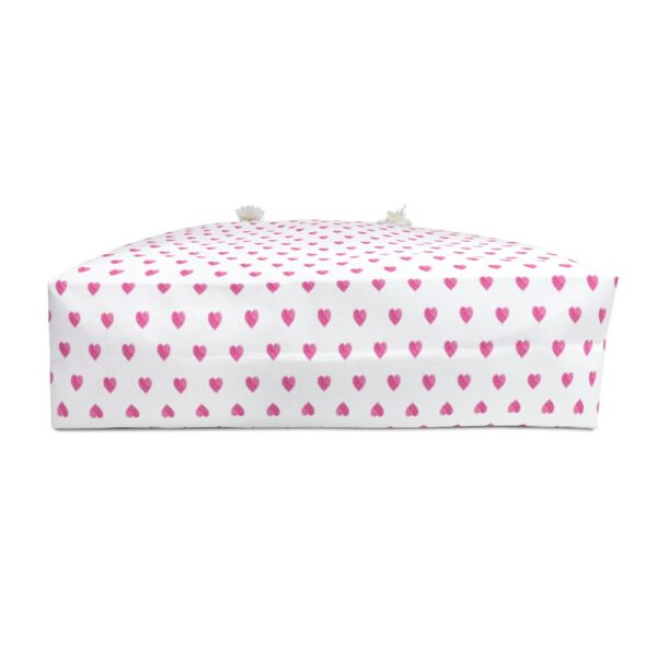 Preppy Watercolor Hearts Rope Pink Handle Tote Pool Beach Boat Weekender Bag - Image 4