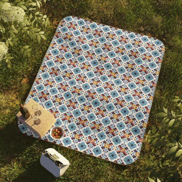 Luxury Picnic Blanket for Star Gazing, Beach Day, or Park outings - European Style - Spanish Tile Design