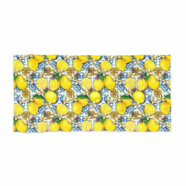 Luxurious European Style Beach Towel - Elegance for Beach, Pool, and Sunbathing - Italian Lemons Pattern - Image 2