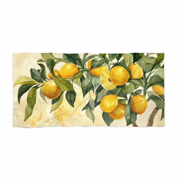 Luxurious European Style Beach Towel - Elegance for Beach, Pool, and Sunbathing - Italian Lemons Pattern - Image 2