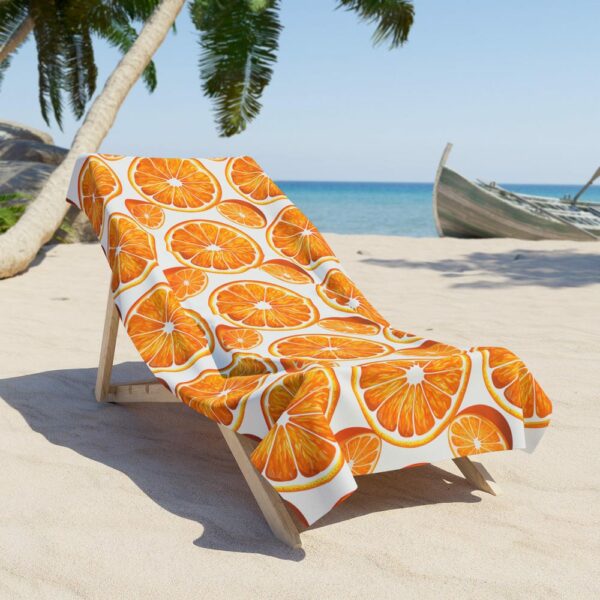 Luxurious European Style Beach Towel - Elegance for Beach, Pool, and Sunbathing - Spanish Oranges Pattern
