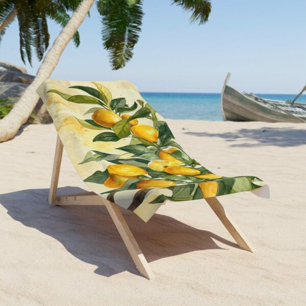 Luxurious European Style Beach Towel - Elegance for Beach, Pool, and Sunbathing - Italian Lemons Pattern - Image 4