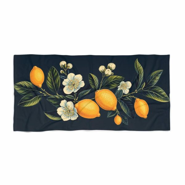 Luxurious European Style Beach Towel - Elegance for Beach, Pool, and Sunbathing - Italian Lemons Pattern - Image 2