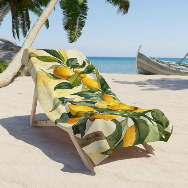 Luxurious European Style Beach Towel - Elegance for Beach, Pool, and Sunbathing - Italian Lemons Pattern