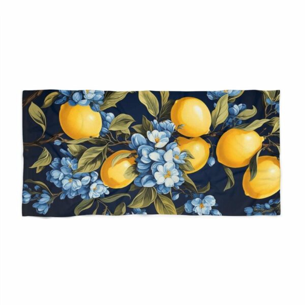 Luxurious European Style Beach Towel - Elegance for Beach, Pool, and Sunbathing - Italian Lemons Pattern - Image 2