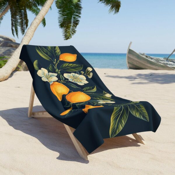 Luxurious European Style Beach Towel - Elegance for Beach, Pool, and Sunbathing - Italian Lemons Pattern
