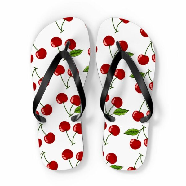 Cherries Flip Flops, Summertime Flip Flops, Beach Wedding Flip Flops, Maid of Honor Gift,Bridesmaids Gifts,Beach Thong Sandals,Flip-Flops - Image 4